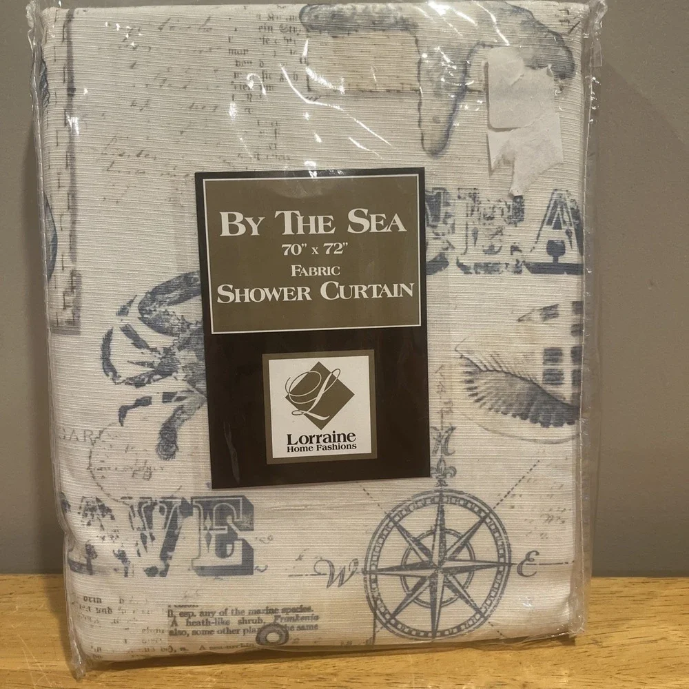 By The Sea Lorraine Home Fashions Fabric Shower Curtain 70x72